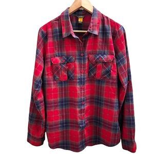Eddie Bauer Plaid Flannel Shirt Womens Large Soft Casual Cabincore